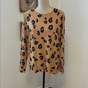 Leopard Sweater with Green Accents Cozy and Soft Size 1x